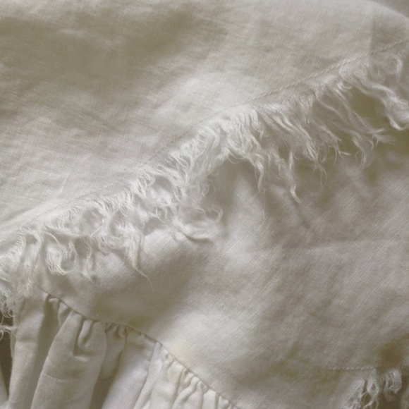 CAbi white linen frayed edge asymmetric hem skirt - Picture 4 of 7